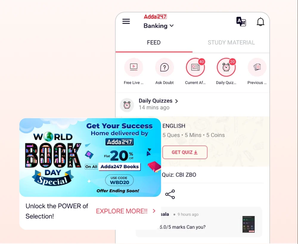 The old Adda247 feed with a promotional banner covering the content