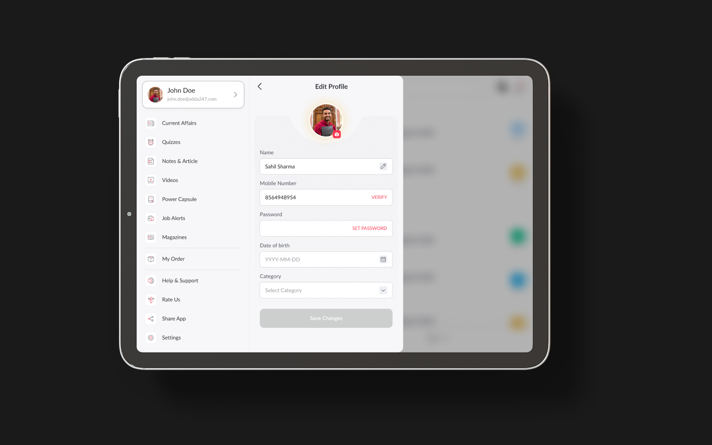 iOS App — course view