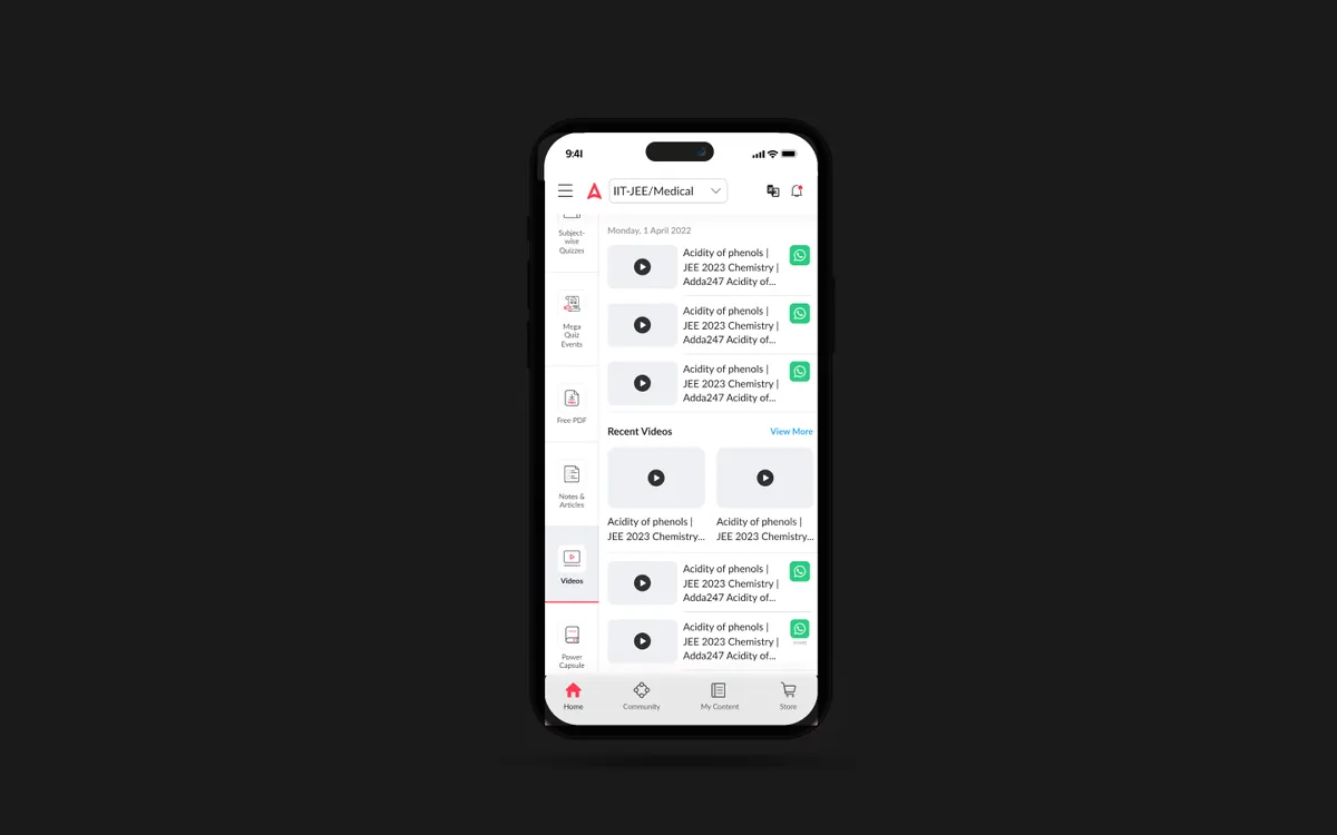iOS App — test interface