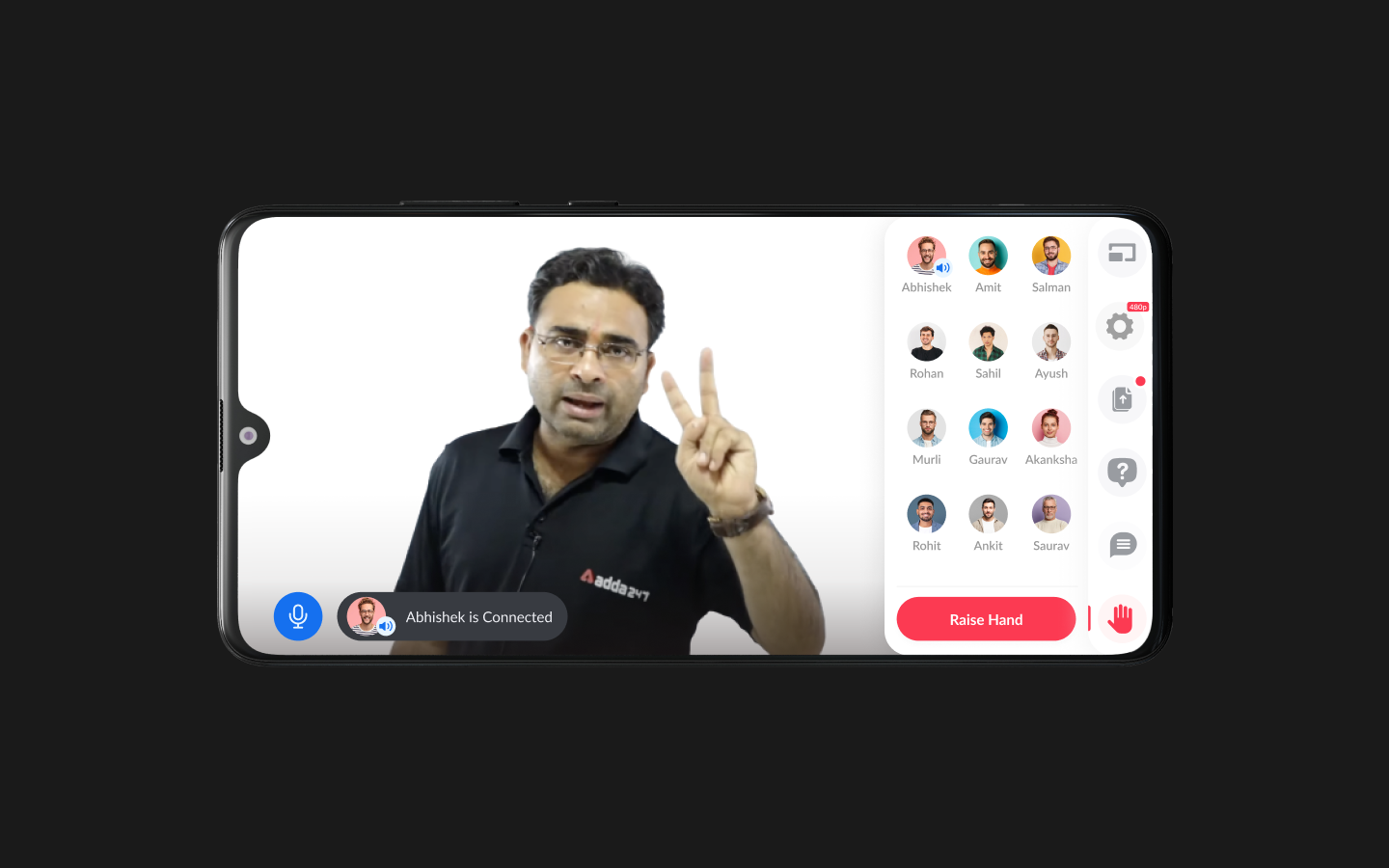 Live Class — interaction panels