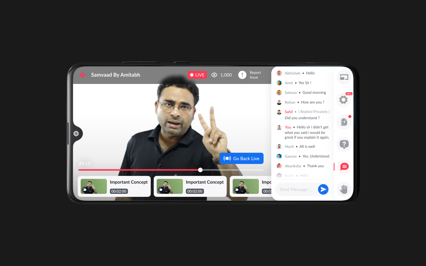 Live Class — mobile experience