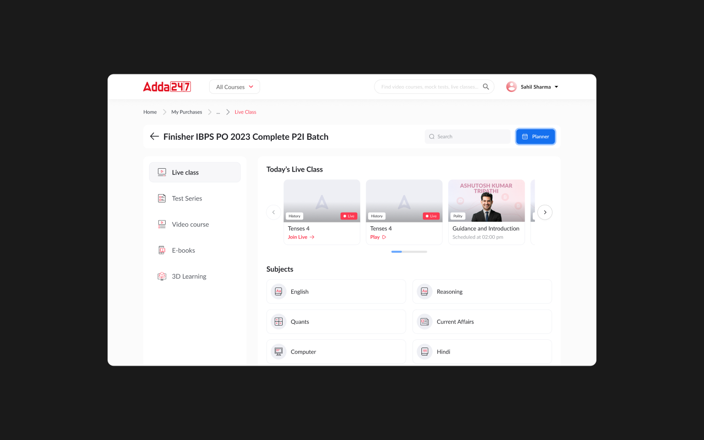 My Content — subject view