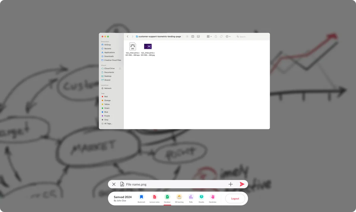 Studio App with a file browser open over the canvas for importing slides and PDFs